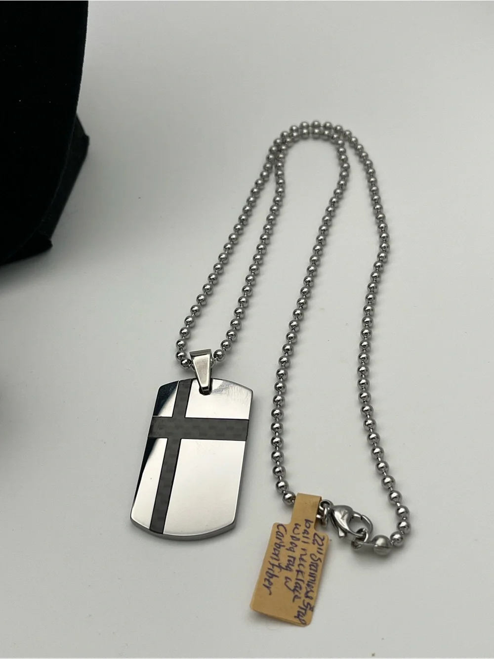 22”, Stainless Steel & Tungsten Carbide Dog Tag Necklace
